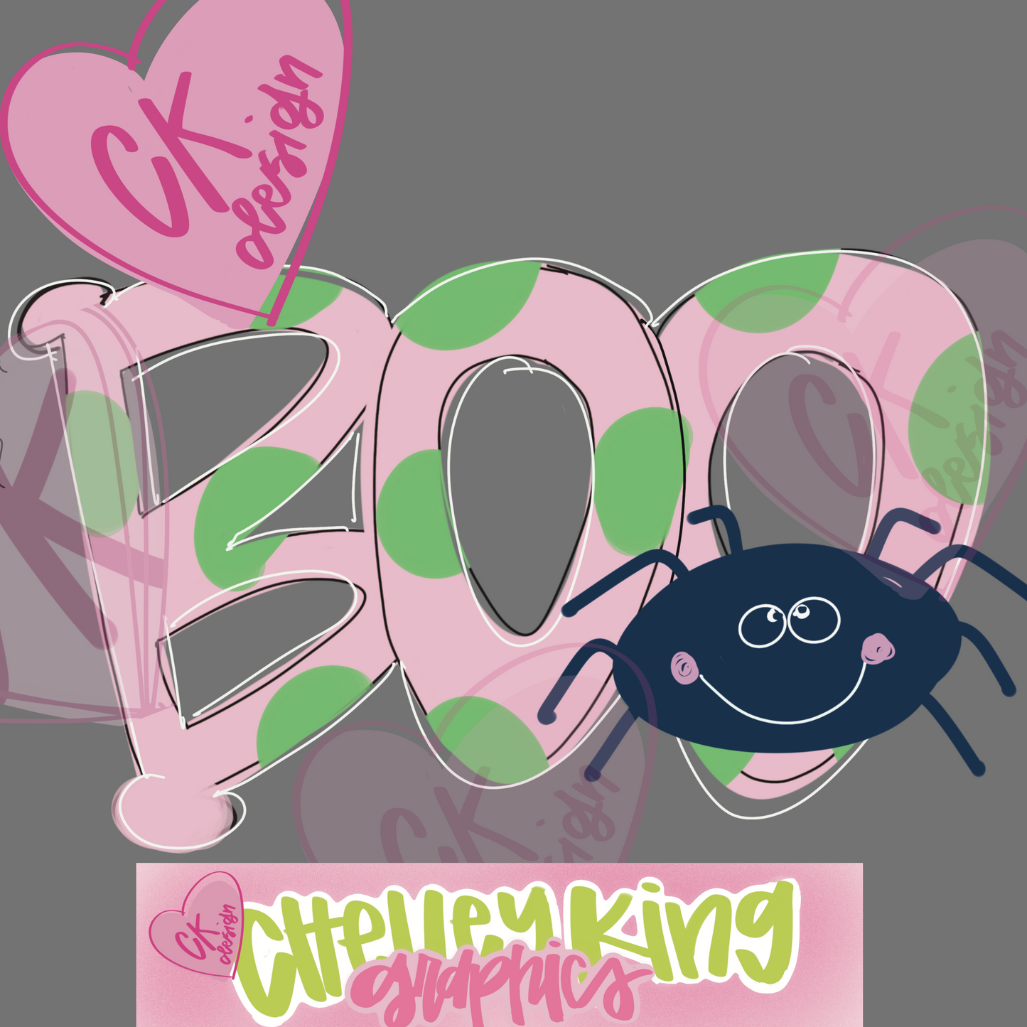 Happy cheerful Halloween Spider Boo instant digital download png