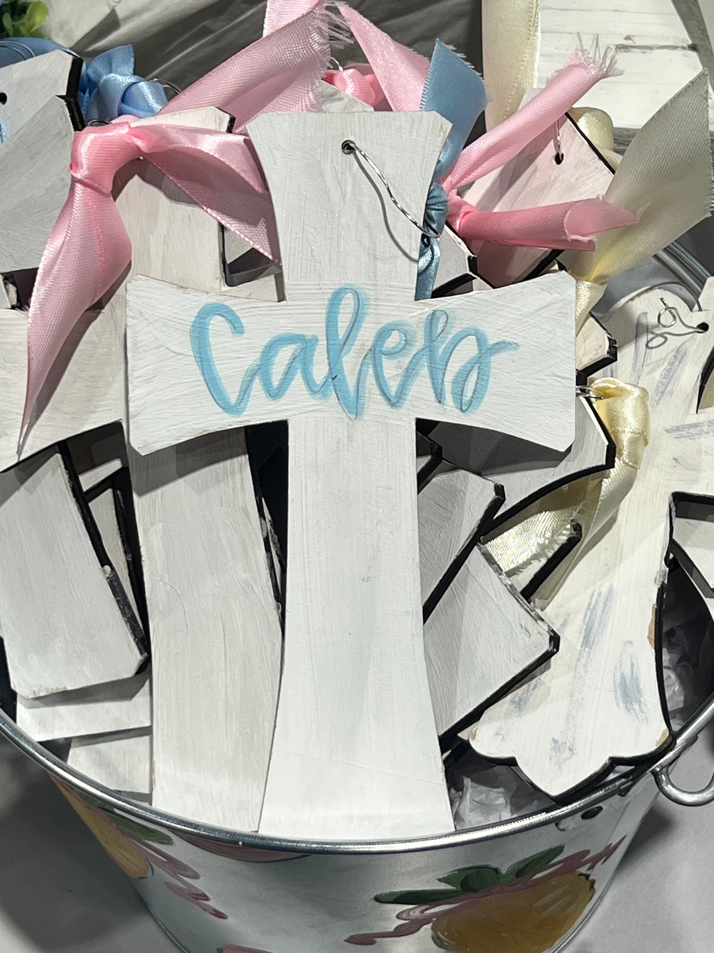 White Medieval Cross Ornament