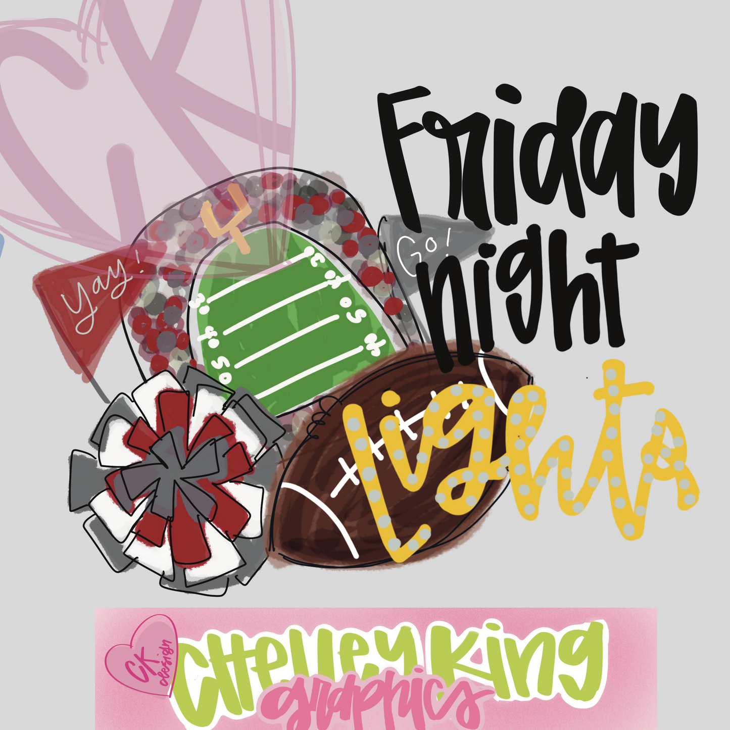 Custom Mascot, team, or school hand drawn lettered Friday night lights DTG PNG design