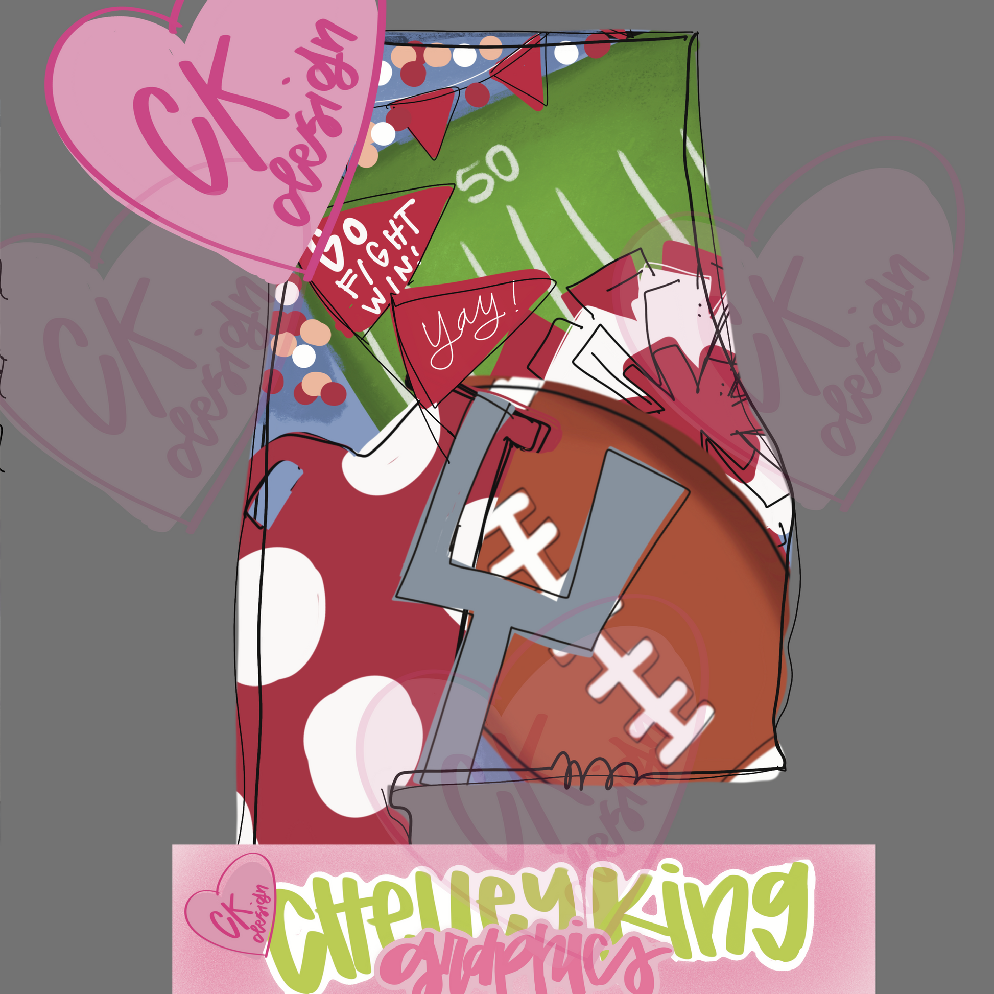 Adorable state of Alabama team spirit football red and white PNG.&nbsp; Show your love of the game with this hand drawn design full of color and all things ball!