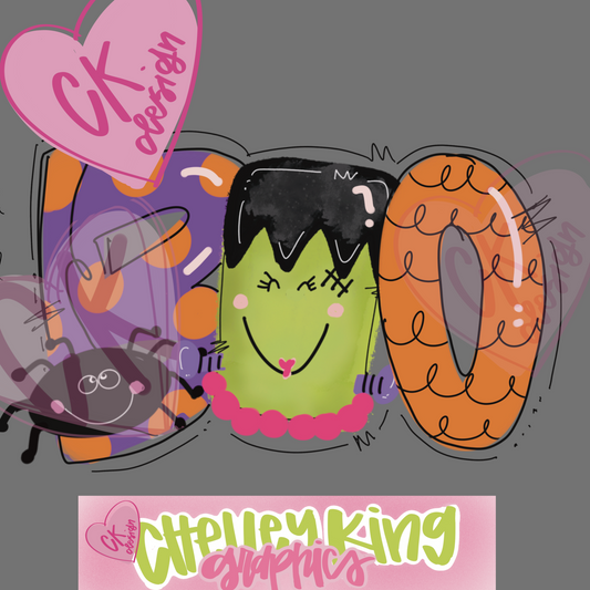 Happy cheerful Halloween Lady Frankenstein instant digital download png for DTG and more!