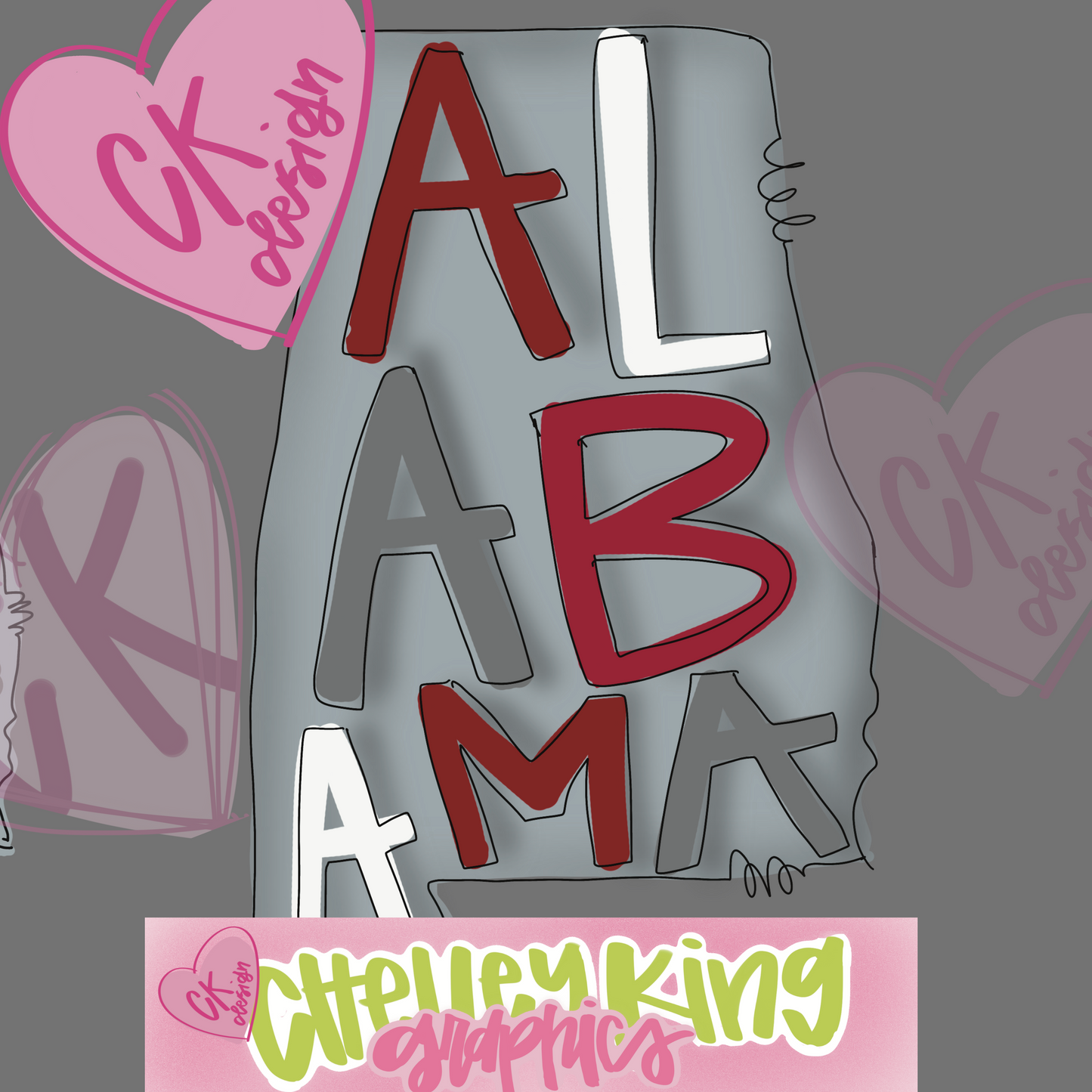 Alabama state AL red white team spirit hand lettered instant digital download PNG for DTG&nbsp; perfect for all of your print needs!&nbsp; Images are 300 dpi and are made for dtg for all of your shirts, cups, bags, mugs, wall art etc.
