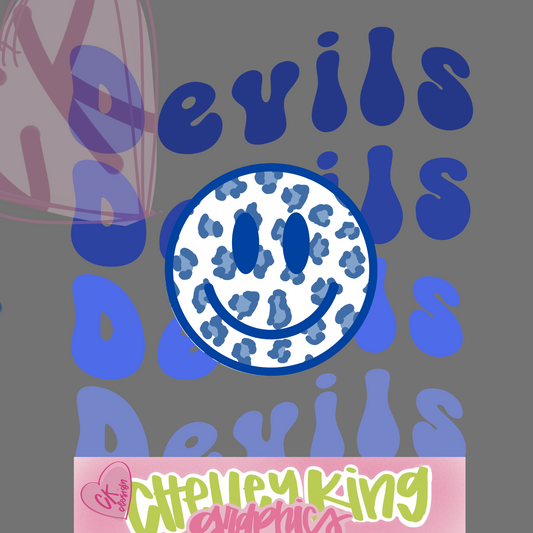 Custom smiley face lettered word art mascot, school, team or more!  dtg png design!:)