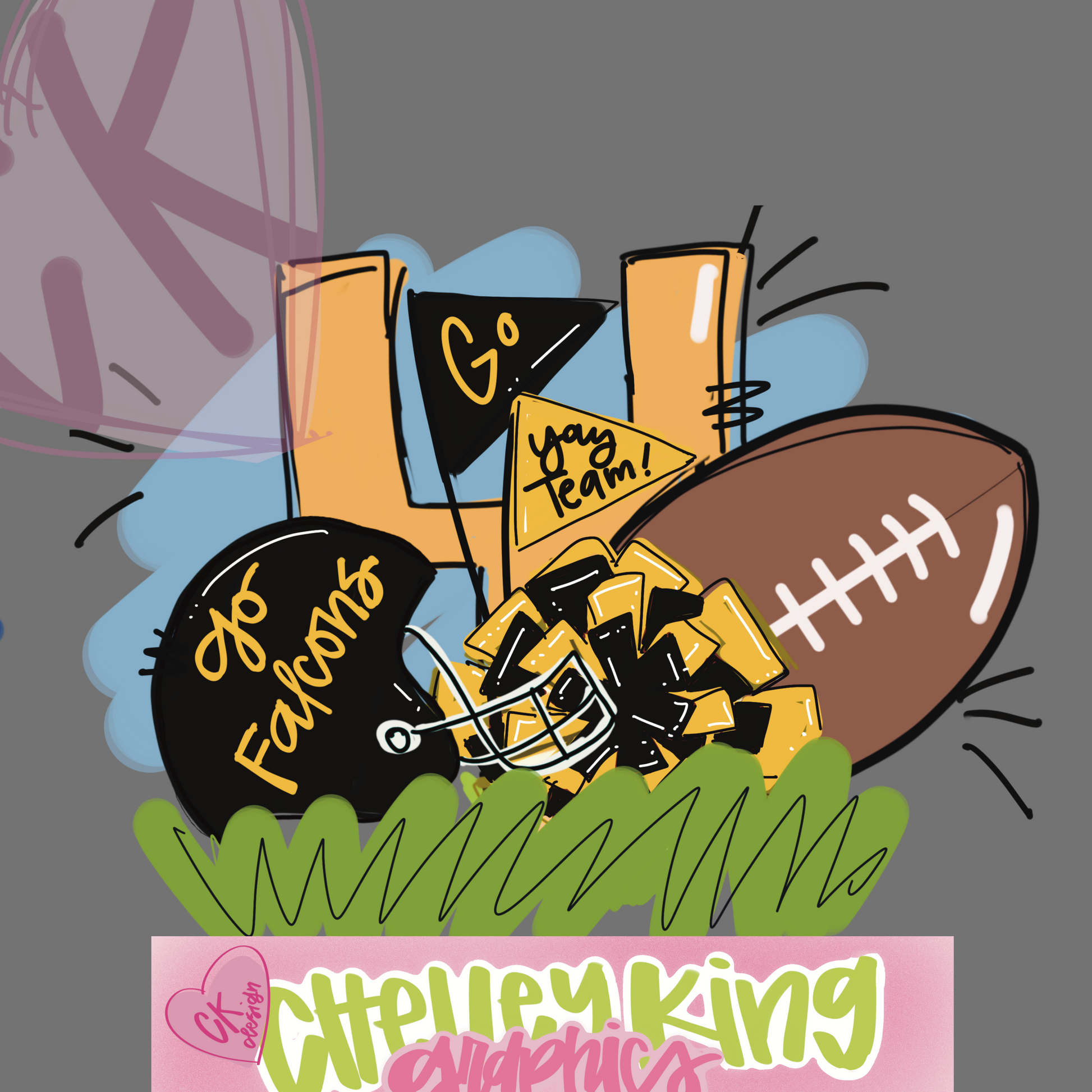 Custom cheer football, soccer, baseball etc. lettered word art mascot, school, team or more! dtg png design!:) 
