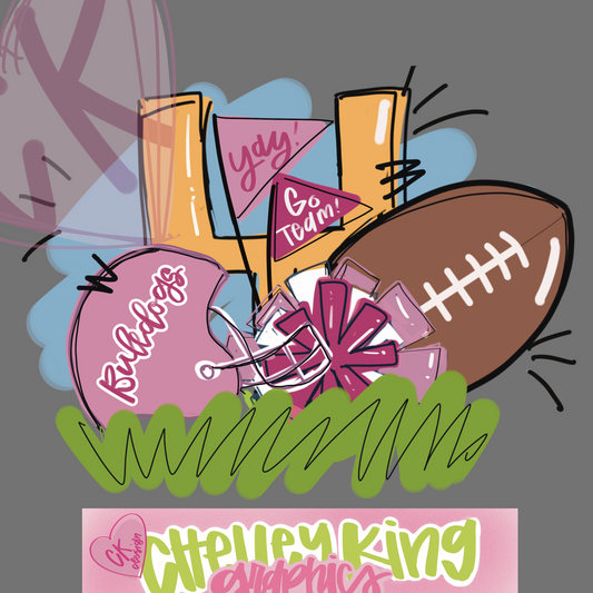 Custom cheer football, soccer, baseball etc. lettered word art mascot, school, team or more! dtg png design!:) 