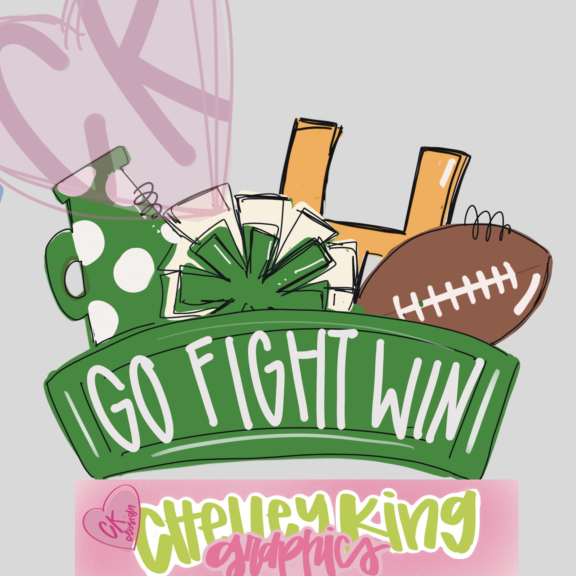 Custom team colors, team or mascot banner football cheer hand drawn design