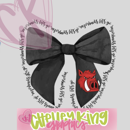 Custom Mascot, team, or school coquette bow let's go ribbon lettered DTG PNG design