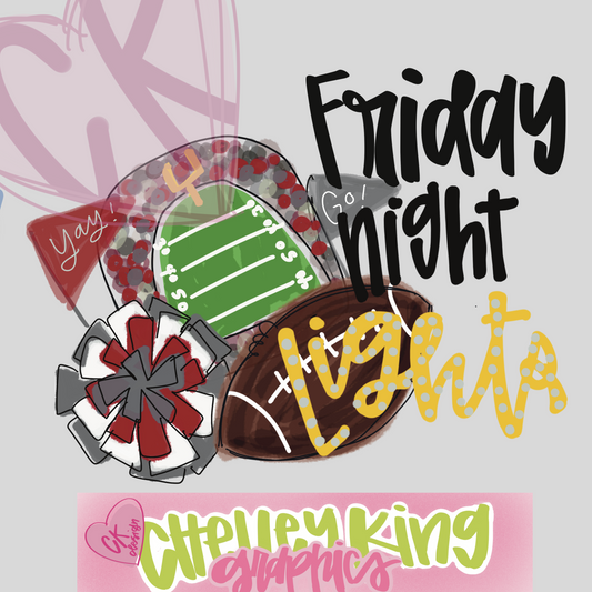 Custom Mascot, team, or school hand drawn lettered Friday night lights DTG PNG design