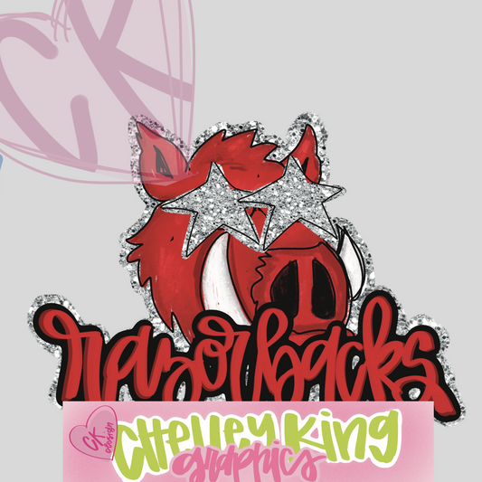 Custom Preppy Mascot, colors and sport glitter stars hand drawn