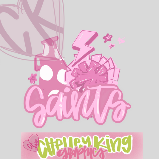 Custom pink cheer mascot digital boutique graphic design dtg png