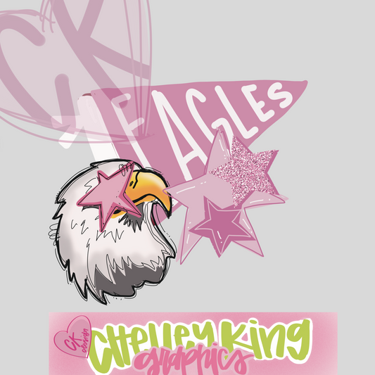 Custom mascot team hand drawn preppy team spirit design preppy stars and pennant