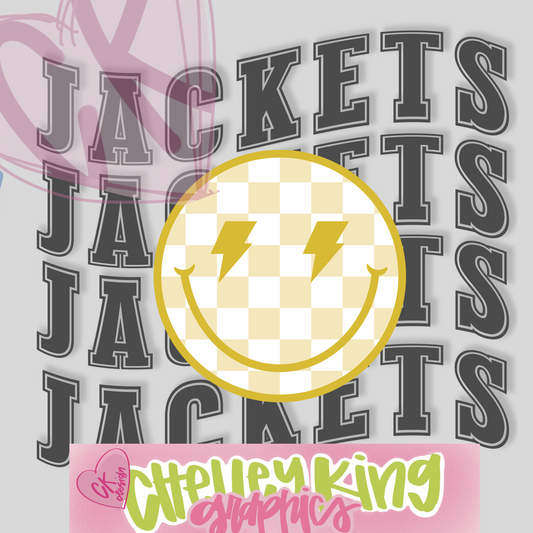 Custom mascot smiley face checkered dtg png preppy boutique graphic design