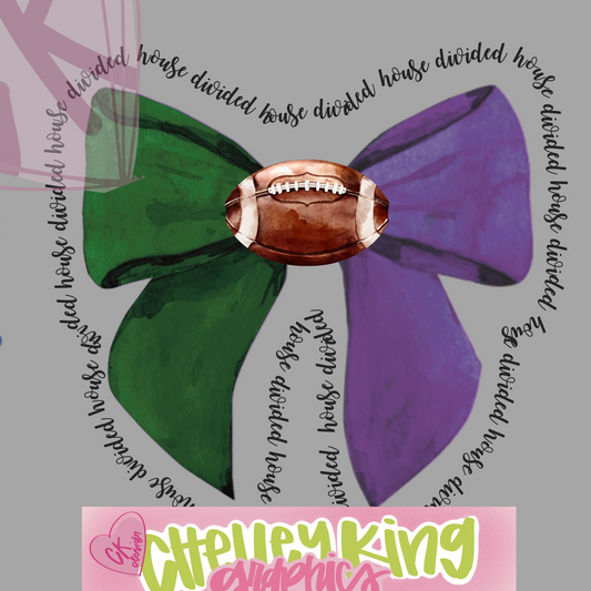 Custom preppy coquette house divided bow cheer volleyball football baseball basketball soccer lettered word art mascot, school, team or more! dtg png design!:) 