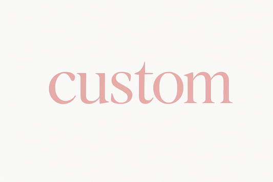 the word 'custom' in a pink font on white background